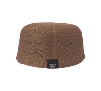 Obotsnoi Elegante sombrero de culto musulmán con patrón hueco suave Kufi para hombres con diseño tradicional y moderno para eventos culturales, gorra musulmana tradicional moderna, Color café, XL