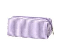 Obotsnoi Estuche resistente al agua de poliéster a rayas, bolsa de almacenamiento de cosméticos para estudiantes, mujeres, escuela, oficina, viajes, organizador de lápices impermeable, morado a rayas