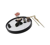 Obotsnoi Jardín de arena japonés Zenes para escritorio con rastrillos, soporte, escritorio de roca, juego de jardín zen en miniatura, meditaciones, mujeres y hombres, juego de jardín zen para