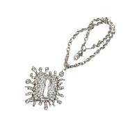 Obotsnoi Juego de collar y broche largo con diseño de coral con diamantes de imitación para fiestas, bodas, noche, etc, necklace, como se describe, como se describe