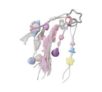Obotsnoi Llavero de estrella hecho a mano con cuentas en tonos pastel suave macaron y flecos portátil para bolsos, llaveros hechos a mano con cuentas