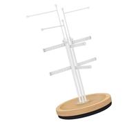 Obotsnoi Moderno soporte giratorio para joyas con base de madera pesada y marco de metal para collares, pendientes, exposición, soporte giratorio para accesorios