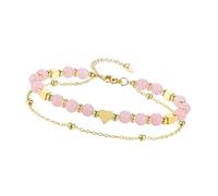 Obotsnoi Pulsera artesanal de doble hilo con esfera de piedra tierna, diseño de corazón, joyería natural, cadena modificable para mujer, joyería de esfera de dos rangos, One Size, como se describe