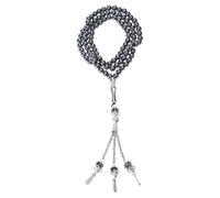 Obotsnoi Pulsera compacta de cuentas de oración de hematita, tasbih de 99 piedras para rituales de viaje y joyería espiritual, collar de rosario, One Size, como se describe, como se describe