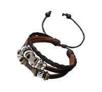 Obotsnoi Pulsera de cuero multicapa ajustable con cuentas de estrella, joyería punk tejida a la moda para mujeres y hombres, moda multicapa de cuero, accesorios punk rock, joyería de declaración