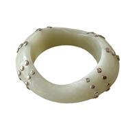 Obotsnoi Pulsera de resina exagerada que muestra una forma irregular y detalles de tachuelas para accesorios destacados geométricos, talla única, como se describe