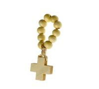 Obotsnoi Rosario de cuentas de madera de pino natural de uso diario con símbolo de fe para práctica individual, cadena de dedo religiosa, One Size, como se describe