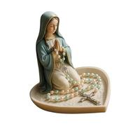 Obotsnoi Rosario de resina con diseño de estatua de Santa Madre y Padre, elegante almacenamiento de cuentas de oración católica, altares, decoración espiritual y regalos, caja de recuerdos