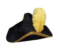 Obotsnoi Sombrero de tricornio colonial para adultos, Halloween, carnavales, fotografía, pirata, con plumas, decoraciones para adultos, carnaval, fiesta, sombrero para mujer, sombreros para adultos