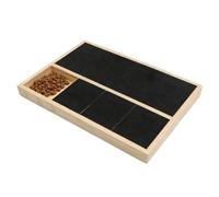 Obotsnoi Tablero de madera compuesta para rascar uñas de perro con caja extraíble para un aseo suave y adiestramiento, tabla de cuidado de uñas de perro con recipiente extraíble para alimentos