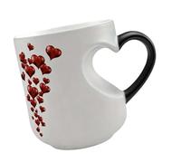Obotsnoi Taza de café térmica de resina sintética con mango en forma de corazón que cambia de color para el hogar y la oficina, taza de café sensible al calor