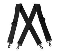Obotsnoi Tirantes de 5 cm de ancho para hombre con clip de metal, correa altamente elástica para varios tamaños de cuerpo, pantalones de negocios, tirantes en forma de X, 29 Negro, Talla única