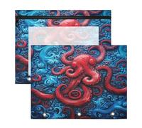 Obra De Acuarela Pulpo Estuches para Lápices Transparentes para Archivador de 3 Anillas(2 Pack)