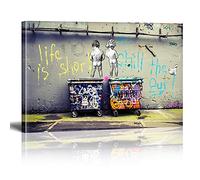 Obra de arte clásica de Bansky La vida es corta Shill The Out Pinturas en lienzo Póster de arte de pared e imagen impresa para decoración del hogar 40x70cm (16''x28 '') Sin marco