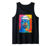 Obra de Arte Colorida del Marinero del Sello del Atardecer Animal costero náutico Camiseta sin Mangas