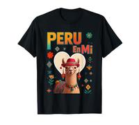 Obra de Arte Colorida del Patrimonio Cultural de la Llama andina de Peru En Mi Camiseta