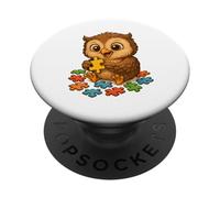 Obra de Arte de búho, Bonito diseño para los Amantes de los búhos y Rompecabezas PopSockets PopGrip Adhesivo