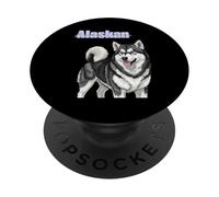 Obra de Arte de Dibujo de Perro Malamute de Alaska PopSockets PopGrip Adhesivo