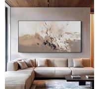 Obra de arte de estilo Wabi-Sabi: gran pieza horizontal que sirve como decoración de pared moderna abstracta (50 x 100 cm, marco negro)