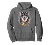 Obra de arte de flores silvestres de verano de perro lapphund sueco Sudadera con Capucha