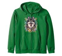Obra de arte de flores silvestres de verano de perro lapphund sueco Sudadera con Capucha