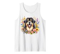 Obra de arte de flores silvestres de verano de perro mastín tibetano Camiseta sin Mangas