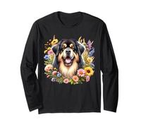 Obra de arte de flores silvestres de verano de perro mastín tibetano Manga Larga