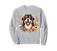 Obra de arte de flores silvestres de verano de perro mastín tibetano Sudadera