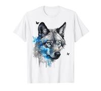 Obra de arte de mariposa de lobo | Ojos azules con motivo de Camiseta
