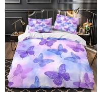 Obra de Arte de Mariposa Funda de Edredón Impresión 3D Juego de 3 Piezas Microfibra Suave Cremallera Oculta Incluye Fundas de Almohada Suave Acuarela Funda Edredon for Ancianos King（220x240cm）