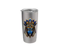 Obra de arte de mito antiguo con símbolo de loto de cara de dios egipcio real Vaso térmico de acero inoxidable de doble pared