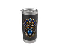 Obra de arte de mito antiguo con símbolo de loto de cara de dios egipcio real Vaso térmico de acero inoxidable de doble pared