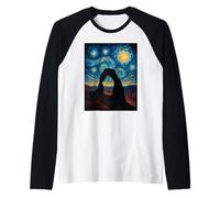 Obra de Arte de Noche Estrellada del Parque Nacional Van Gogh Arches Camiseta Manga Raglan