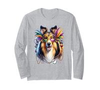 Obra de Arte de Perro de Mardi Gras Collie Manga Larga