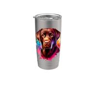 Obra de arte de perro labrador retriever de chocolate Lab Vaso térmico de acero inoxidable de doble pared