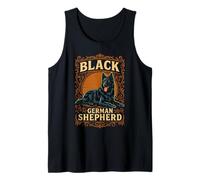 Obra de arte de perro vintage de pastor alemán negro Camiseta sin Mangas