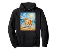 Obra de Arte de Pomerania Starry Night Dog at The Beach Sudadera con Capucha