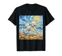 Obra de Arte de Verano de Bichon Frise Dog en una Playa soleada Camiseta