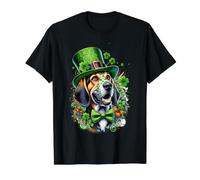 Obra de Arte del Día de San Patricio de American English Coonhound Dog Camiseta gráfica económica, Hombre, Negro, XL