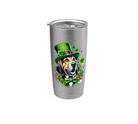 Obra de arte del Día de San Patricio de American English Coonhound Dog Vaso térmico de acero inoxidable de doble pared