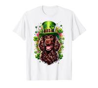 Obra de Arte del Día de San Patricio de American Water Spaniel Dog Camiseta gráfica económica, Hombre, Blanco, S