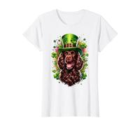 Obra de Arte del Día de San Patricio de American Water Spaniel Dog Camiseta gráfica económica, Mujer, Blanco, M