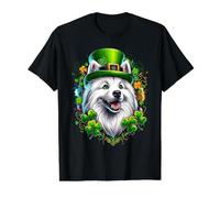 Obra de Arte del Día de San Patricio de un Perro Esquimal Estadounidense Camiseta gráfica económica, Hombre, Negro, XL