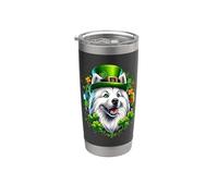 Obra de arte del Día de San Patricio de un perro esquimal estadounidense Vaso térmico de acero inoxidable de doble pared