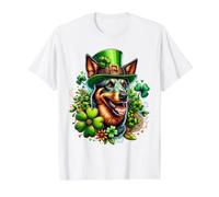 Obra de Arte del Día de San Patricio de un Perro kelpie Australiano Camiseta gráfica económica, Hombre, Blanco, M