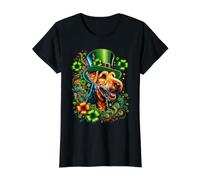 Obra de Arte del Día de San Patricio del Perro Airedale Terrier Camiseta gráfica económica, Mujer, Negro, L