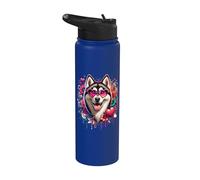 Obra de arte del Día de San Valentín de Alaskan Klee Kai Dog Stainless Steel Insulated Water Bottle