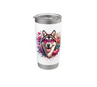 Obra de arte del Día de San Valentín de Alaskan Klee Kai Dog Vaso térmico de acero inoxidable de doble pared