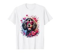 Obra de Arte del Día de San Valentín de American Water Spaniel Dog Camiseta gráfica económica, Hombre, Blanco, XL