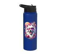Obra de arte del Día de San Valentín de un perro esquimal americano Stainless Steel Insulated Water Bottle